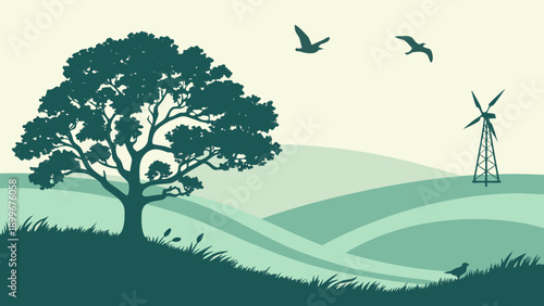 Abstract Wind Energy Nature Vector