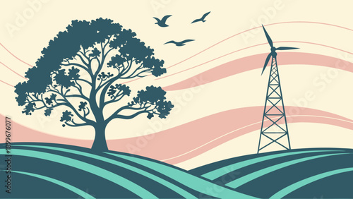 Abstract Wind Energy Nature Vector