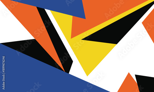 Obraz na plátně Abstract Dynamic Angular Geometric Background - Sharp Blue Orange Yellow Sharp T
