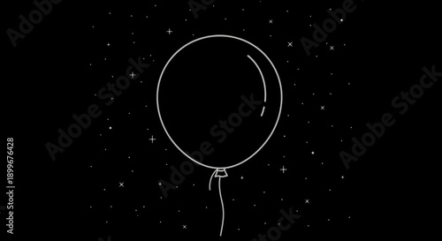  a-floating-balloon-in-space-line-art