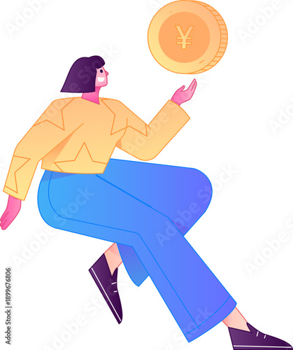 Professional sketch illustration of a figure holding a gold coin, depicting its body movements.
