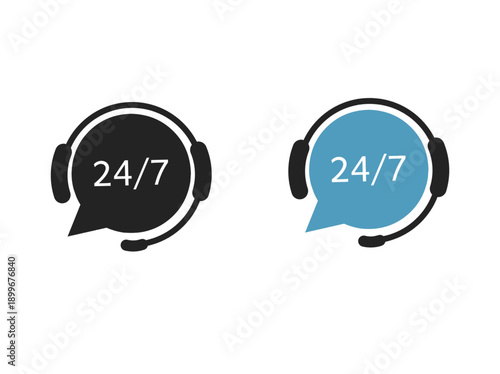 Customer support headset icon with "24/7" text for around-the-clock service.