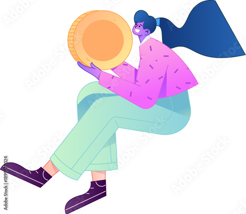 Professional sketch illustration of a figure holding a gold coin, depicting its body movements.
