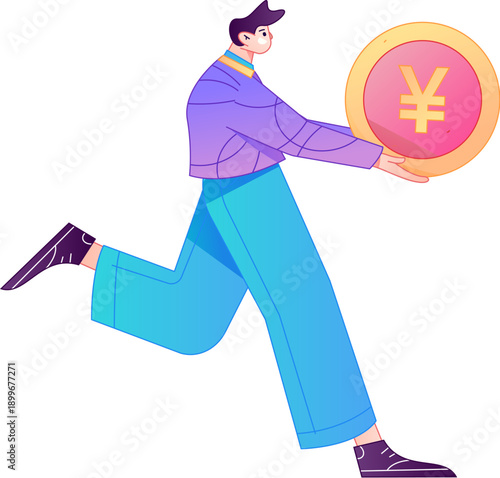 Professional sketch illustration of a figure holding a gold coin, depicting its body movements.
