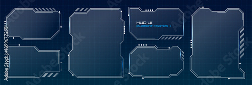 Glass cyberpunk HUD frame interface with borders and digital panels. Sci-fi screen elements, futuristic UI templates, and modern graphic displays for virtual reality.