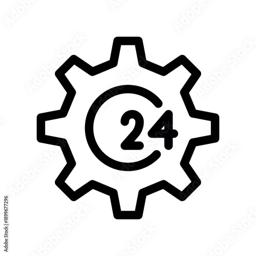 Twenty four hour technical service gear symbol