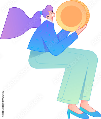 Professional sketch illustration of a figure holding a gold coin, depicting its body movements.
