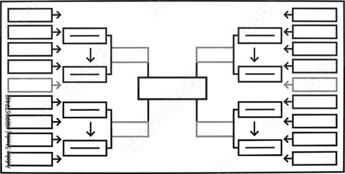 Tournament bracket with blank boxes and connecting lines