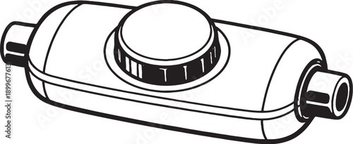 Inline Volume Controller Black and White Line Art