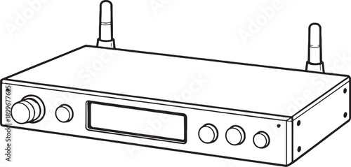 IEM Transmitter Black and White 3D Lite Line Art