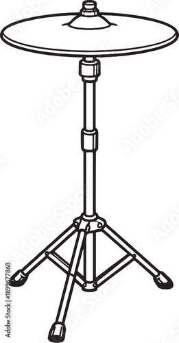 Cymbal on Stand Line Art Icon