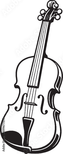 Classical Violin Black and White Line Art Illustration