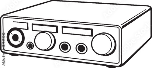 Audio Amplifier Stereo Receiver Black and White Line Art Illustration