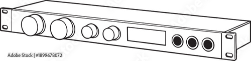Фотография 1U Microphone Preamp Rack Unit Black and White Line Art