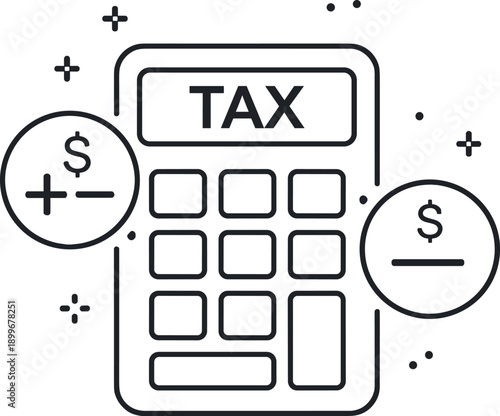 Calculator with TAX display and dollar signs on both sides