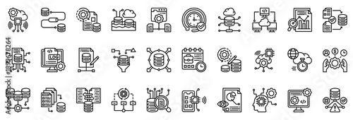 Data Engineriing Icon Collection Set. Clean Outline Style Icon Vector Illustration.