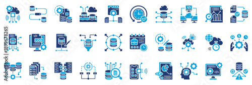 Data Engineriing Icon Collection Set. Glyph Color Style Icon Vector Illustration.