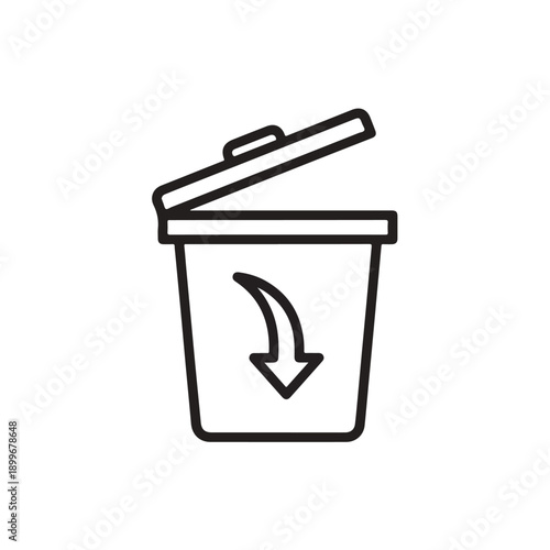 Trash Bin with Lid Open and Download Arrow