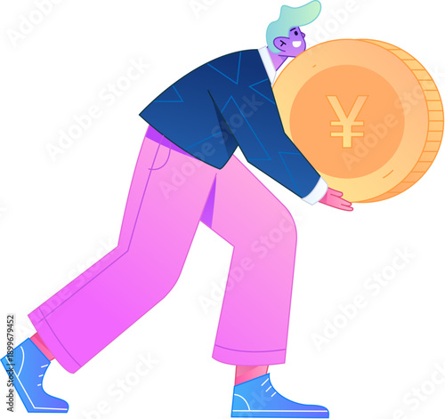 Professional sketch illustration of a figure holding a gold coin, depicting its body movements.
