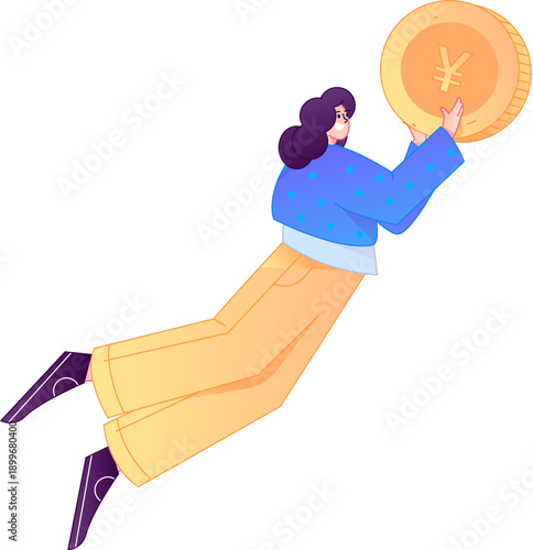 Professional sketch illustration of a figure holding a gold coin, depicting its body movements.
