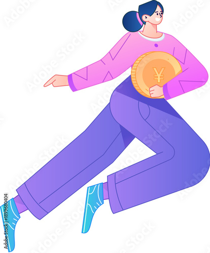 Professional sketch illustration of a figure holding a gold coin, depicting its body movements.
