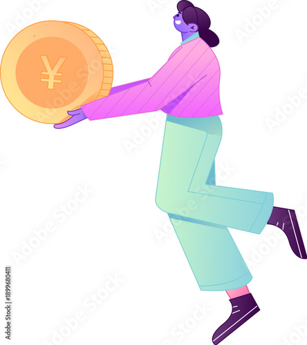Professional sketch illustration of a figure holding a gold coin, depicting its body movements.
