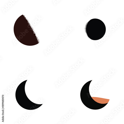 Lunar Phases Moon Shapes Geometric Vector Illustration