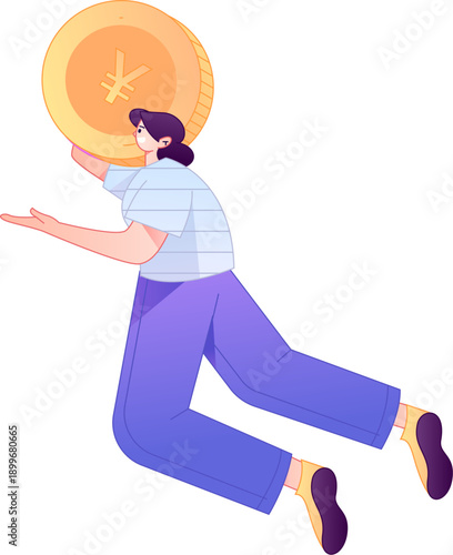 Professional sketch illustration of a figure holding a gold coin, depicting its body movements.
