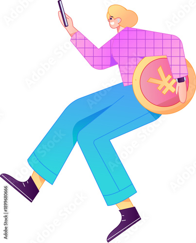 Professional sketch illustration of a figure holding a gold coin, depicting its body movements.
