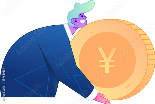 Professional sketch illustration of a figure holding a gold coin, depicting its body movements.
