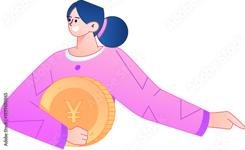 Professional sketch illustration of a figure holding a gold coin, depicting its body movements.
