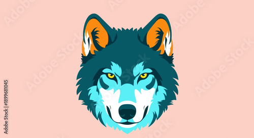 Stylized illustration of a wolf's face with vibrant colors.