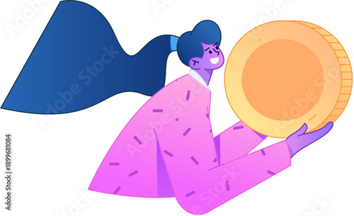 Professional sketch illustration of a figure holding a gold coin, depicting its body movements.
