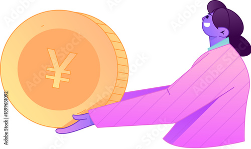 Professional sketch illustration of a figure holding a gold coin, depicting its body movements.
