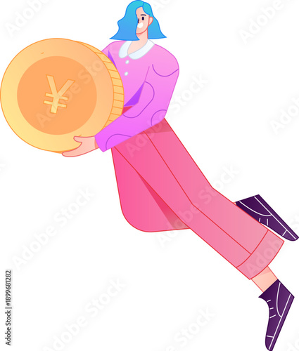 Professional sketch illustration of a figure holding a gold coin, depicting its body movements.
