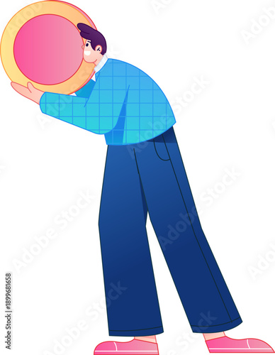 Professional sketch illustration of a figure holding a gold coin, depicting its body movements.
