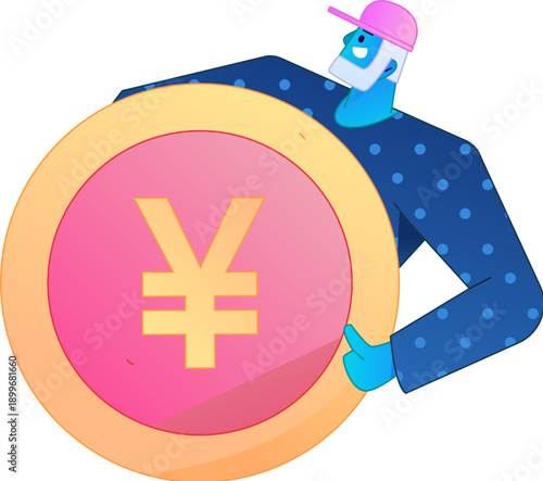 Professional sketch illustration of a figure holding a gold coin, depicting its body movements.
