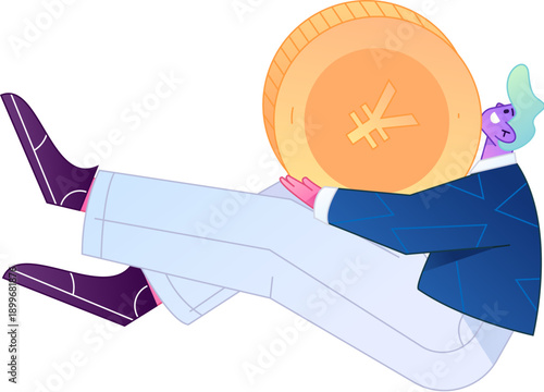 Professional sketch illustration of a figure holding a gold coin, depicting its body movements.

