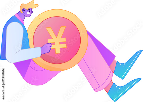 Professional sketch illustration of a figure holding a gold coin, depicting its body movements.
