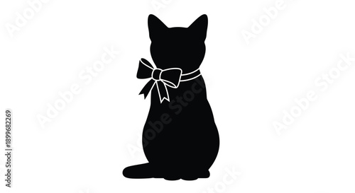 A black cat with a bow tie a striking silhouette