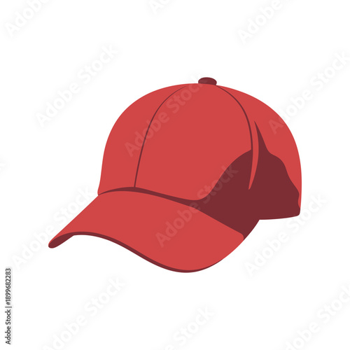 A vibrant red baseball cap with a curved brim and button on top