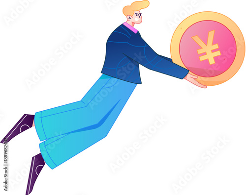 Professional sketch illustration of a figure holding a gold coin, depicting its body movements.
