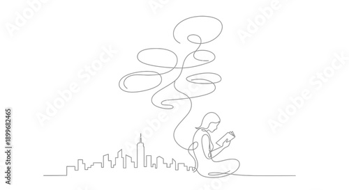 Man Sitting and Using Mobile Phone.