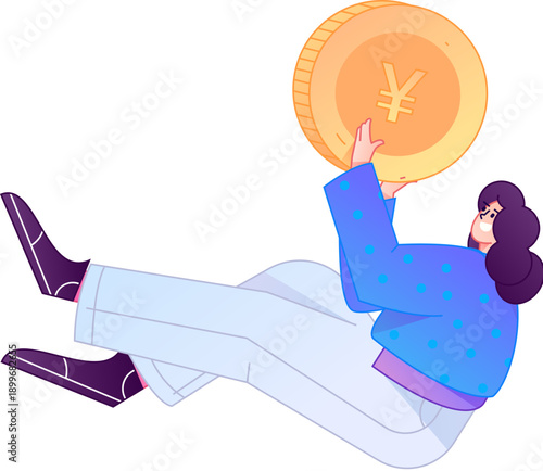 Professional sketch illustration of a figure holding a gold coin, depicting its body movements.
