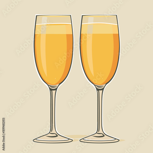 Elegant champagne flutes with sparkling drink