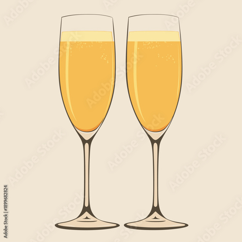 Elegant champagne flutes with sparkling drink