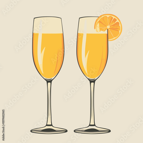 Elegant champagne flutes with sparkling drink