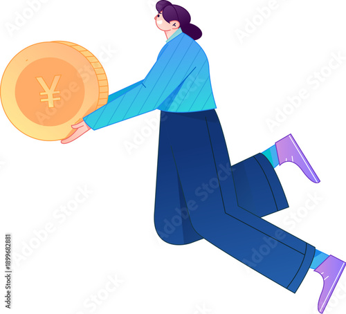 Professional sketch illustration of a figure holding a gold coin, depicting its body movements.
