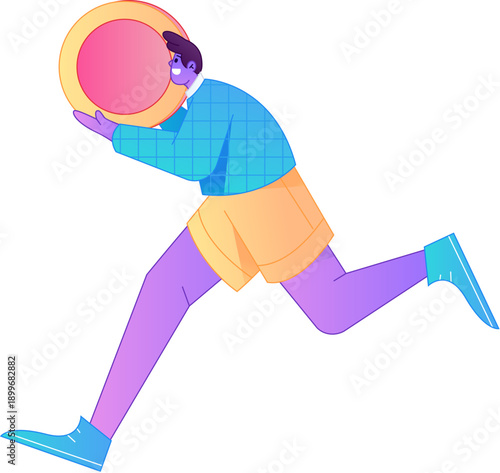 Professional sketch illustration of a figure holding a gold coin, depicting its body movements.
