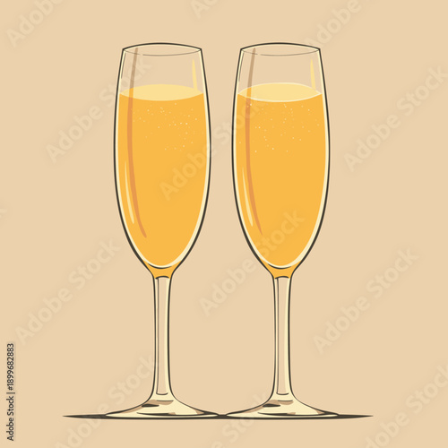 Elegant champagne flutes with sparkling drink